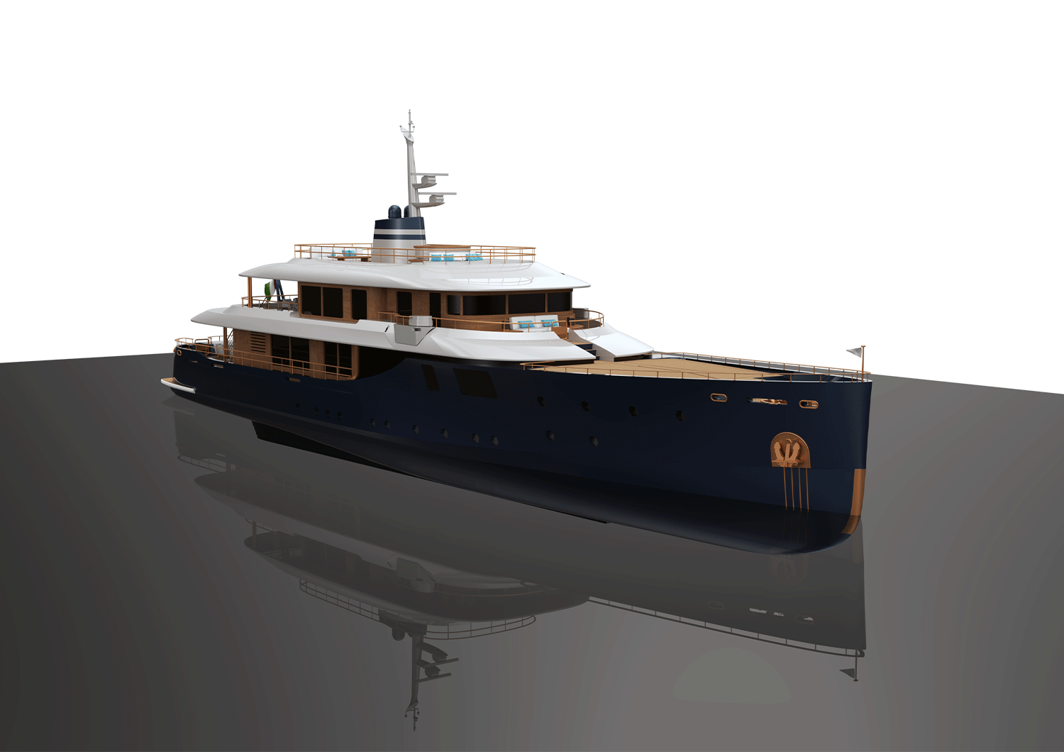 External view of the Belfiore yacht concept cruising at sea