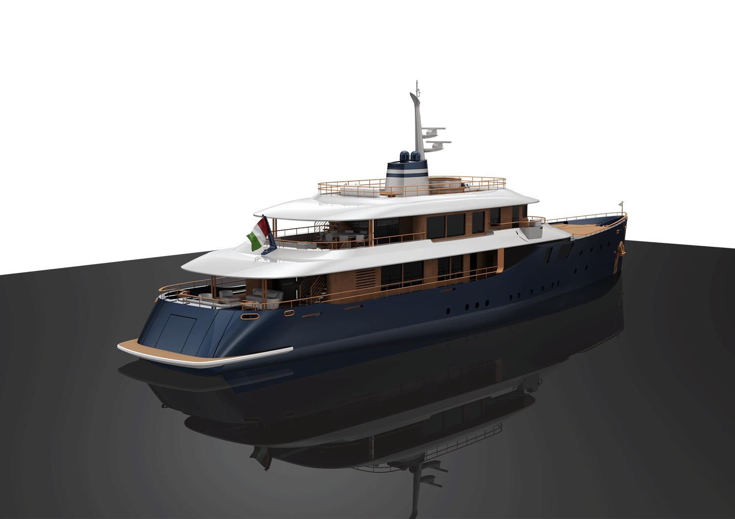 Design detail of the Belfiore yacht concept - LDWO design
