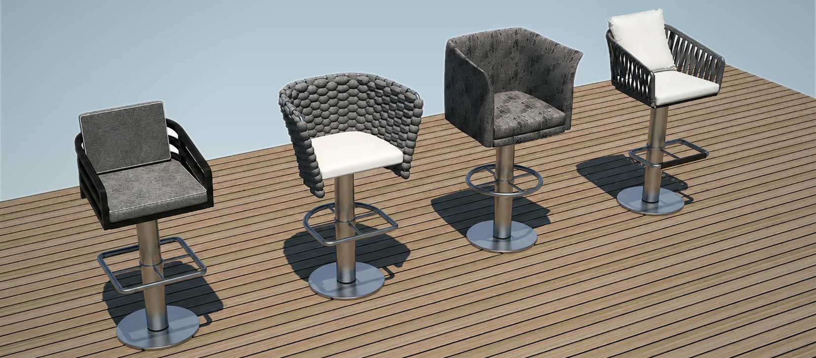 3D rendering of custom designer bar stools