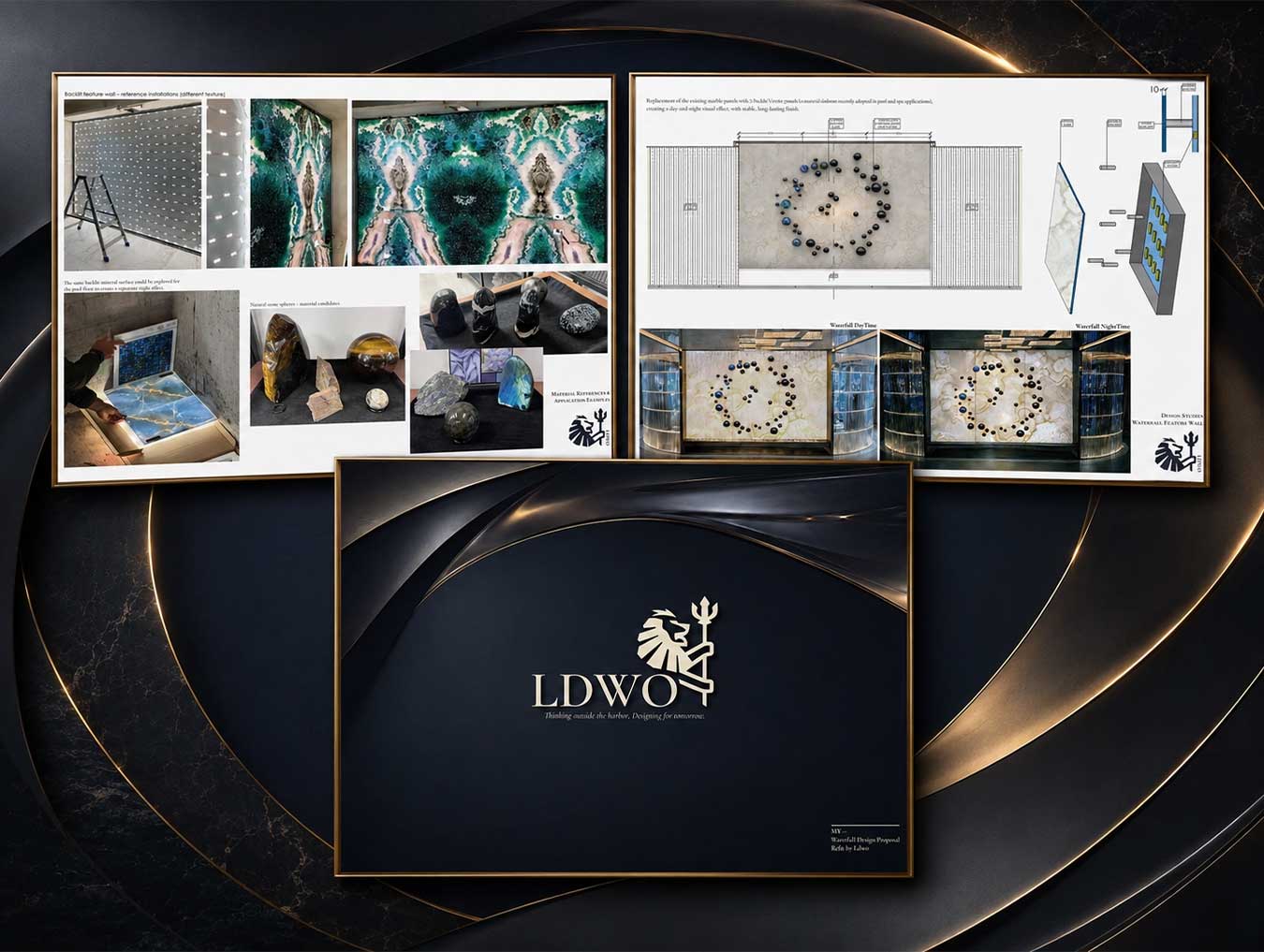 Digital presentation mockup of yacht design projects by LDWO