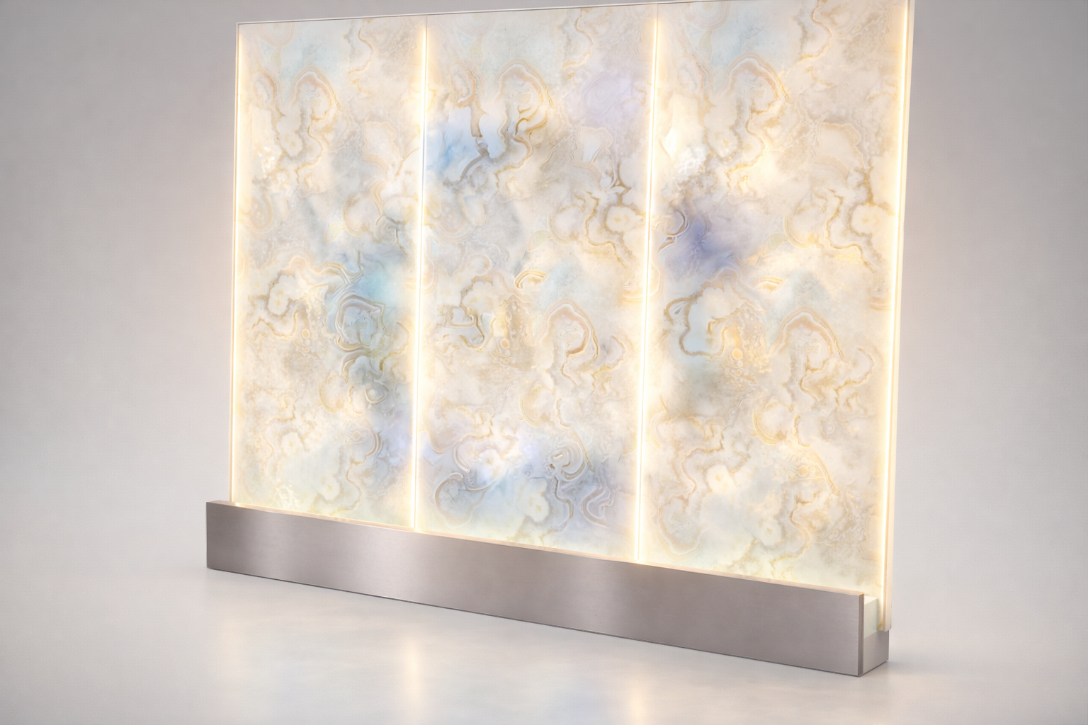 Illuminated stone waterfall feature — design development